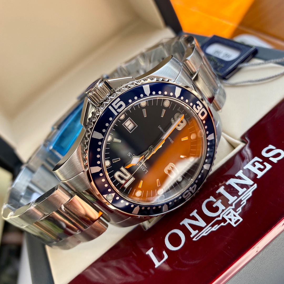 longines 時計 アンティーク偽物 紳士 ハンサム ハイドロコンケスト 防水 ウォッチ 腕時計 ブラック_5