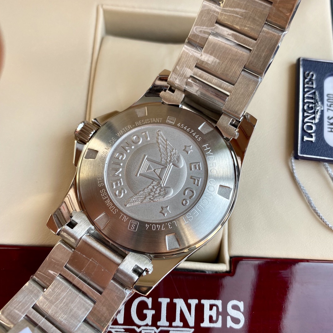 longines 時計 アンティーク偽物 紳士 ハンサム ハイドロコンケスト 防水 ウォッチ 腕時計 ブラック_7