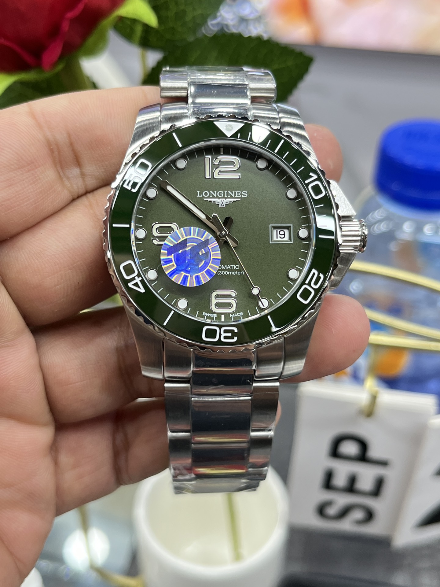 longines 時計 メンズスーパーコピー 紳士 ハンサム ハイドロコンケスト 防水 ウォッチ 腕時計 グリーン_1