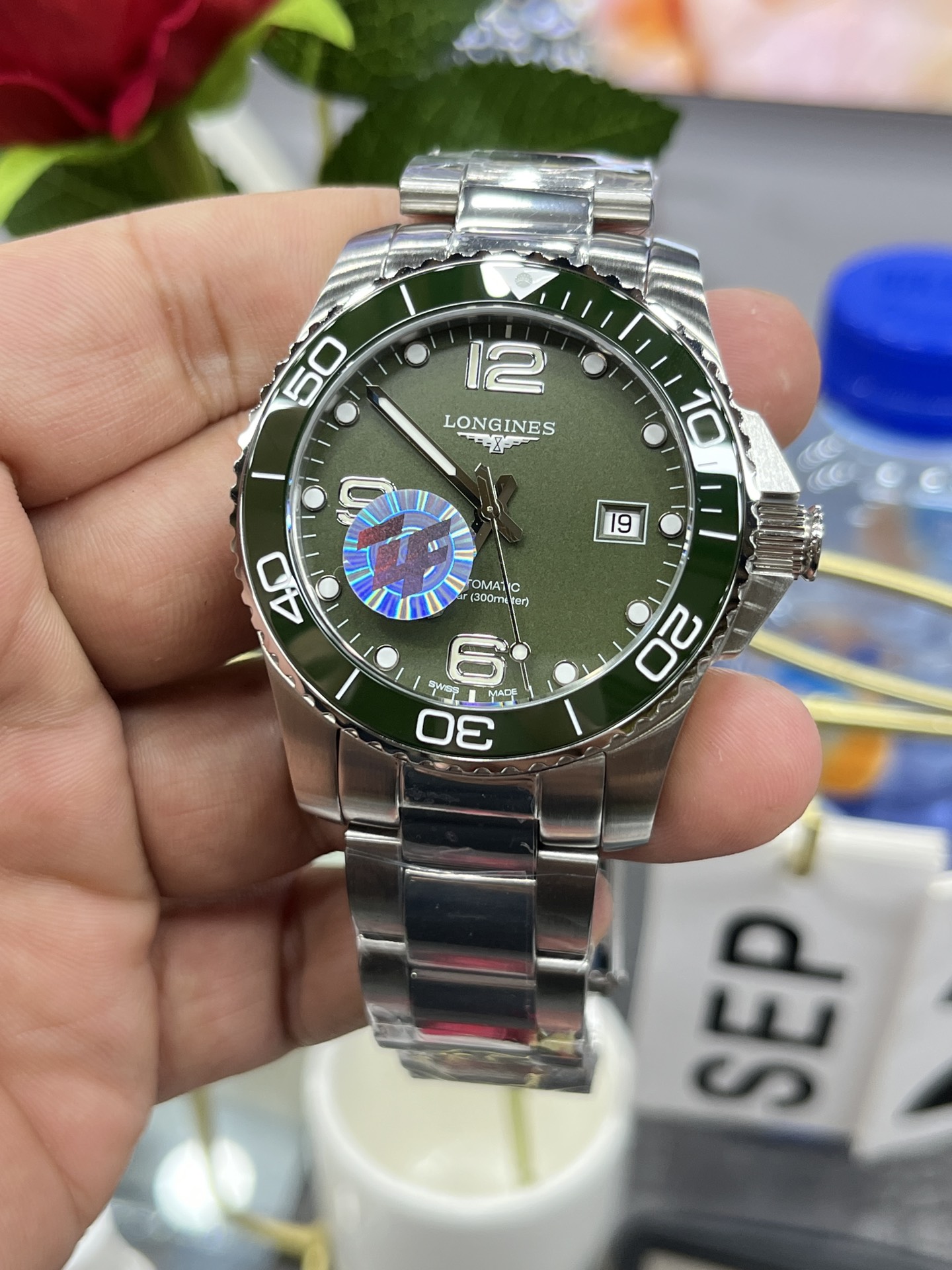 longines 時計 メンズスーパーコピー 紳士 ハンサム ハイドロコンケスト 防水 ウォッチ 腕時計 グリーン_2