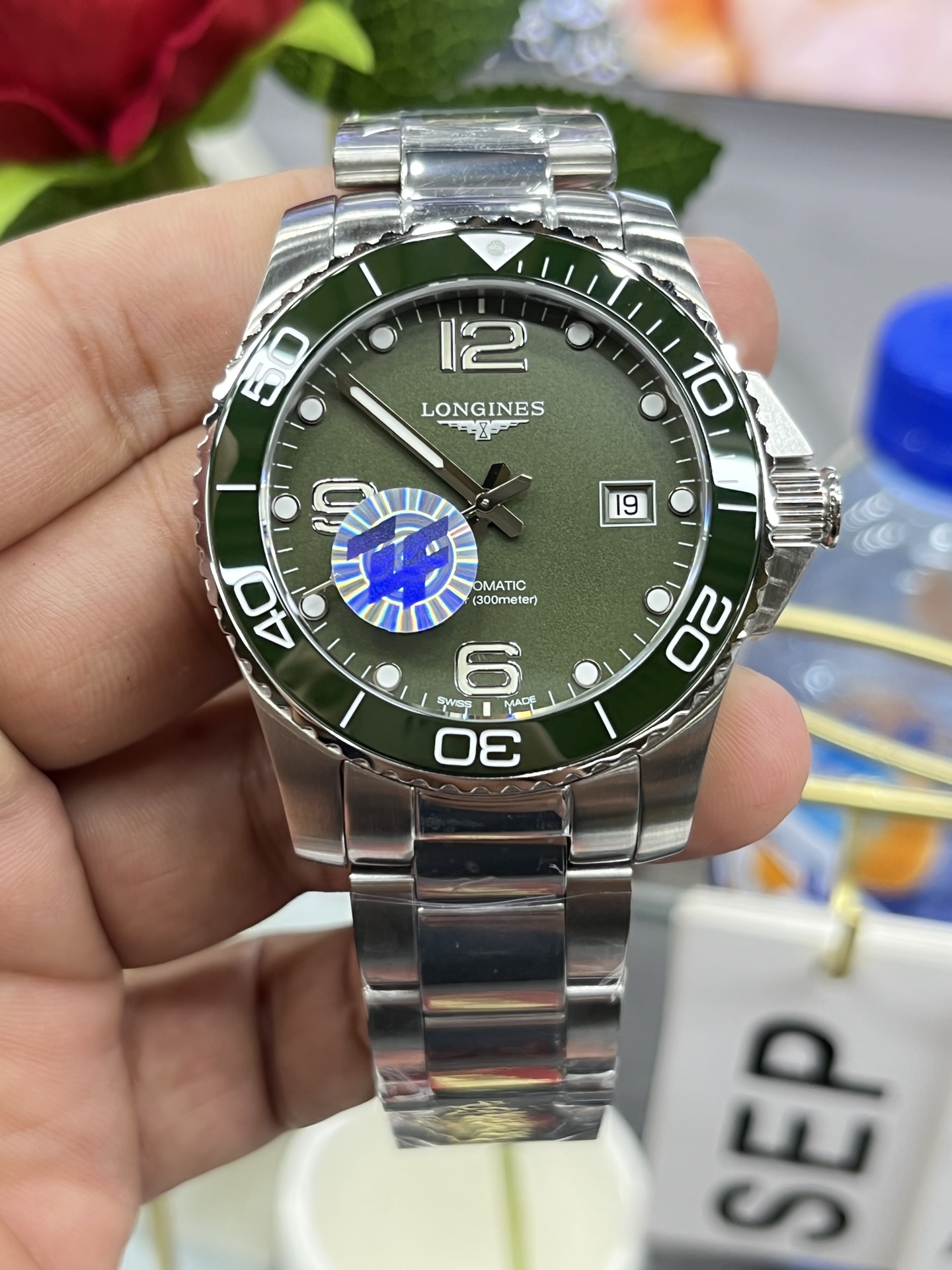 longines 時計 メンズスーパーコピー 紳士 ハンサム ハイドロコンケスト 防水 ウォッチ 腕時計 グリーン_5