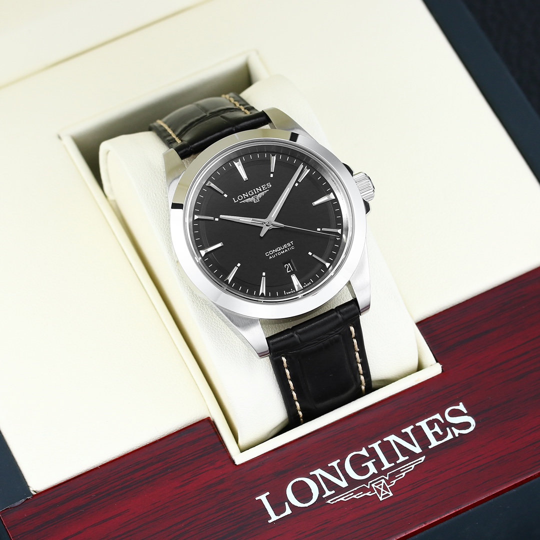 longines 価格激安通販 ウォッチ ハンサム ビジネス 本革 ハイドロコンケスト 腕時計 ブラック_3