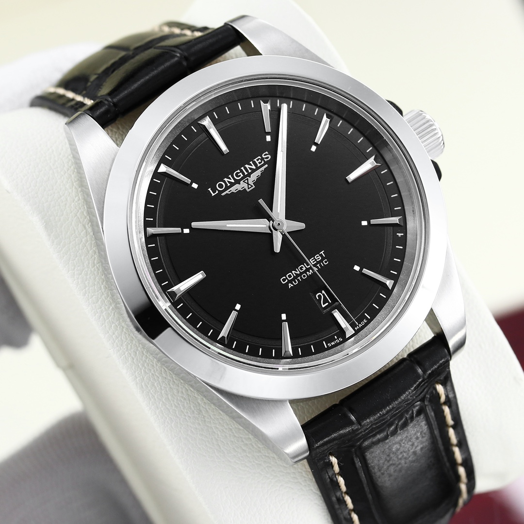 longines 価格激安通販 ウォッチ ハンサム ビジネス 本革 ハイドロコンケスト 腕時計 ブラック_4