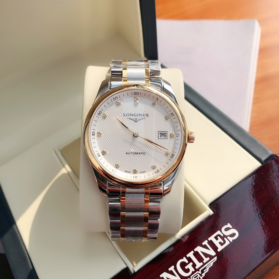 魅力的な時計 longines偽物 マスター ウォッチ ビジネス 紳士 ゴールドケース ホワイト_2