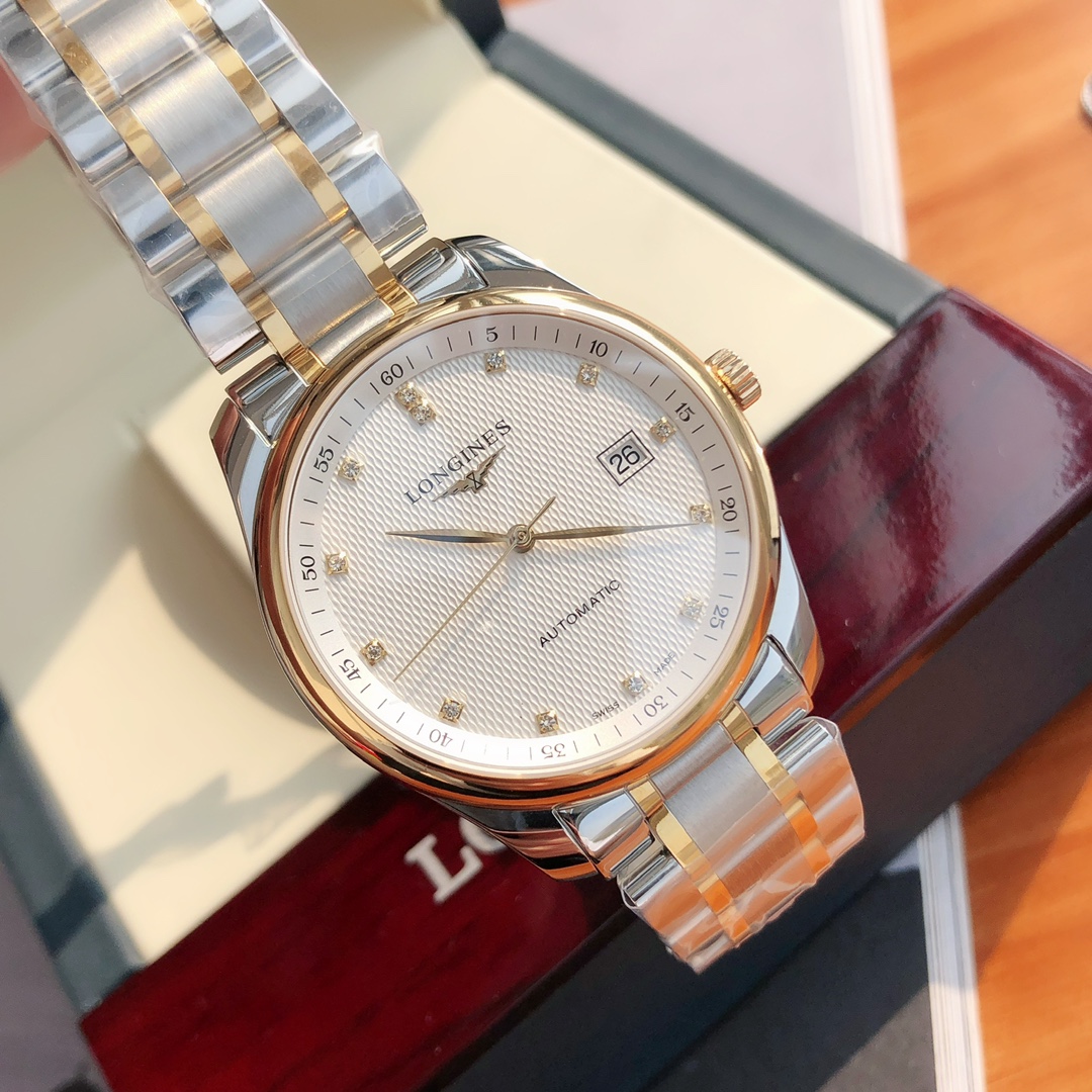 魅力的な時計 longines偽物 マスター ウォッチ ビジネス 紳士 ゴールドケース ホワイト_5
