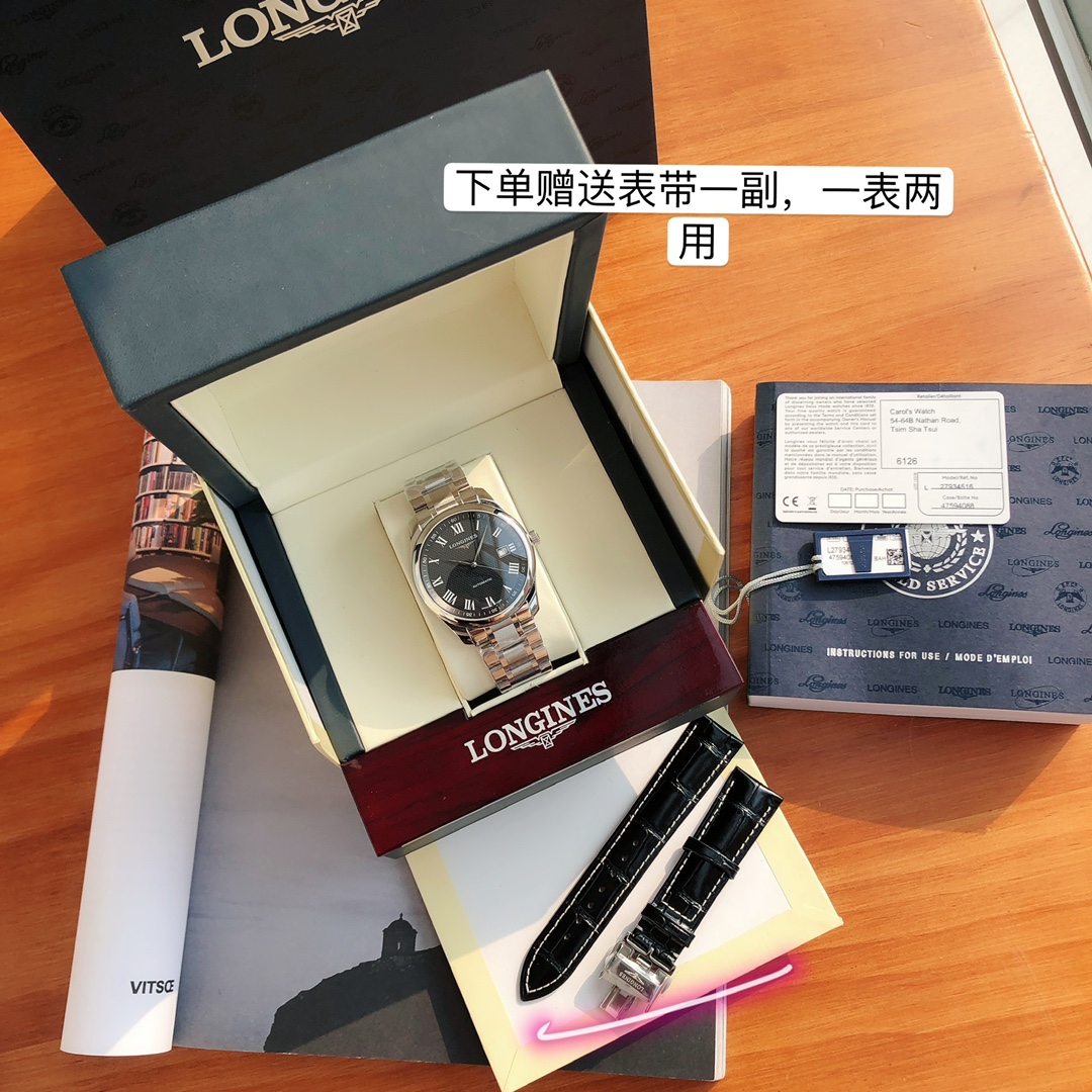 魅力的なロンジン 時計 値段スーパーコピー マスター ウォッチ ビジネス 紳士 シルバーケース ブラック_9