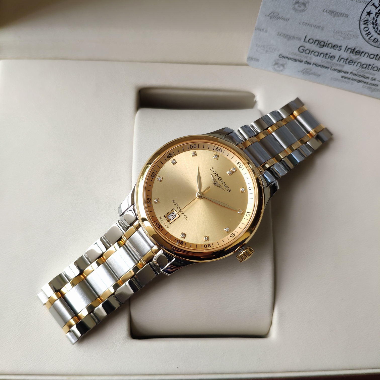 longines 時計 値段コピー 通勤 マスター 紳士 ウォッチ ファッション スチールバンド イエロー_3