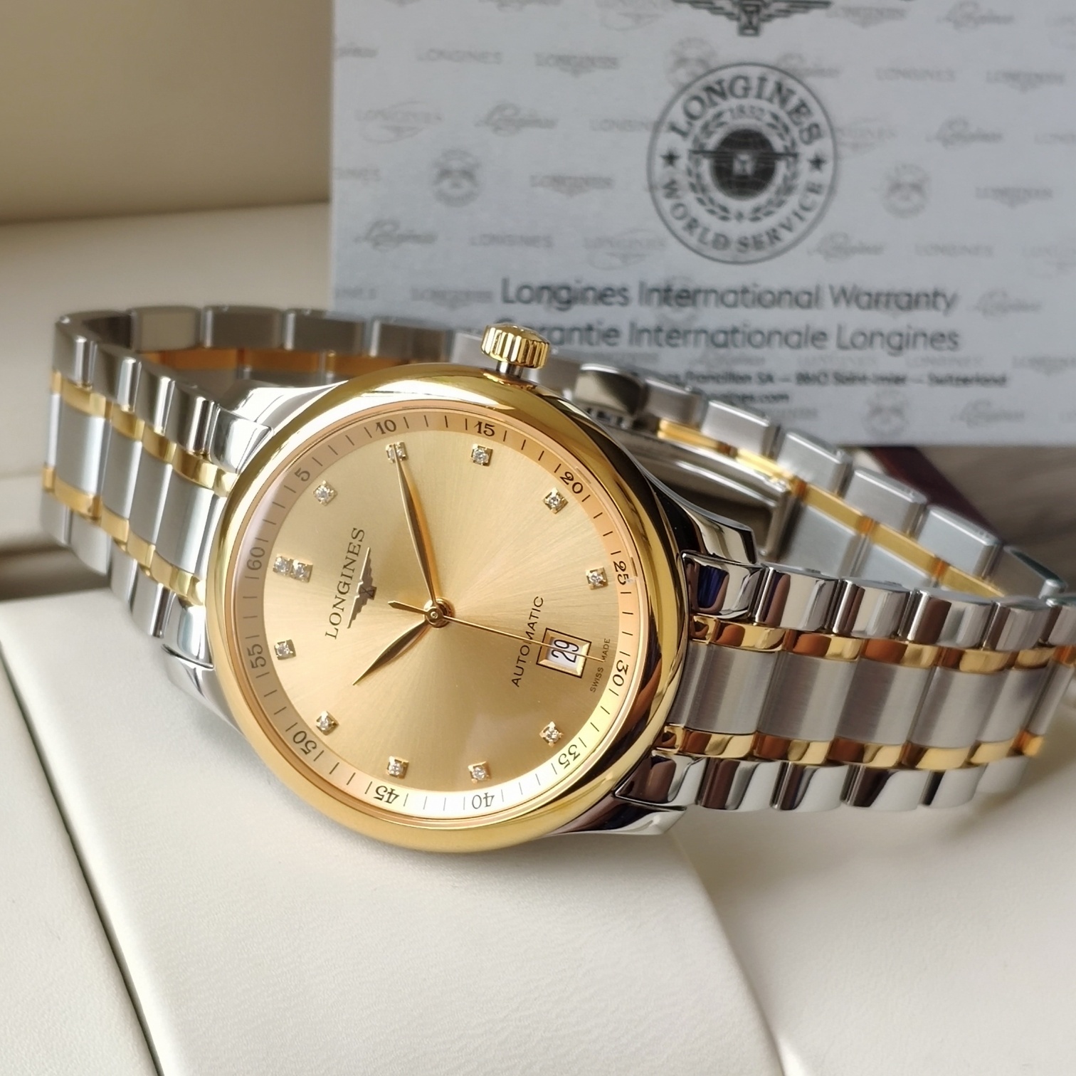 longines 時計 値段コピー 通勤 マスター 紳士 ウォッチ ファッション スチールバンド イエロー_4