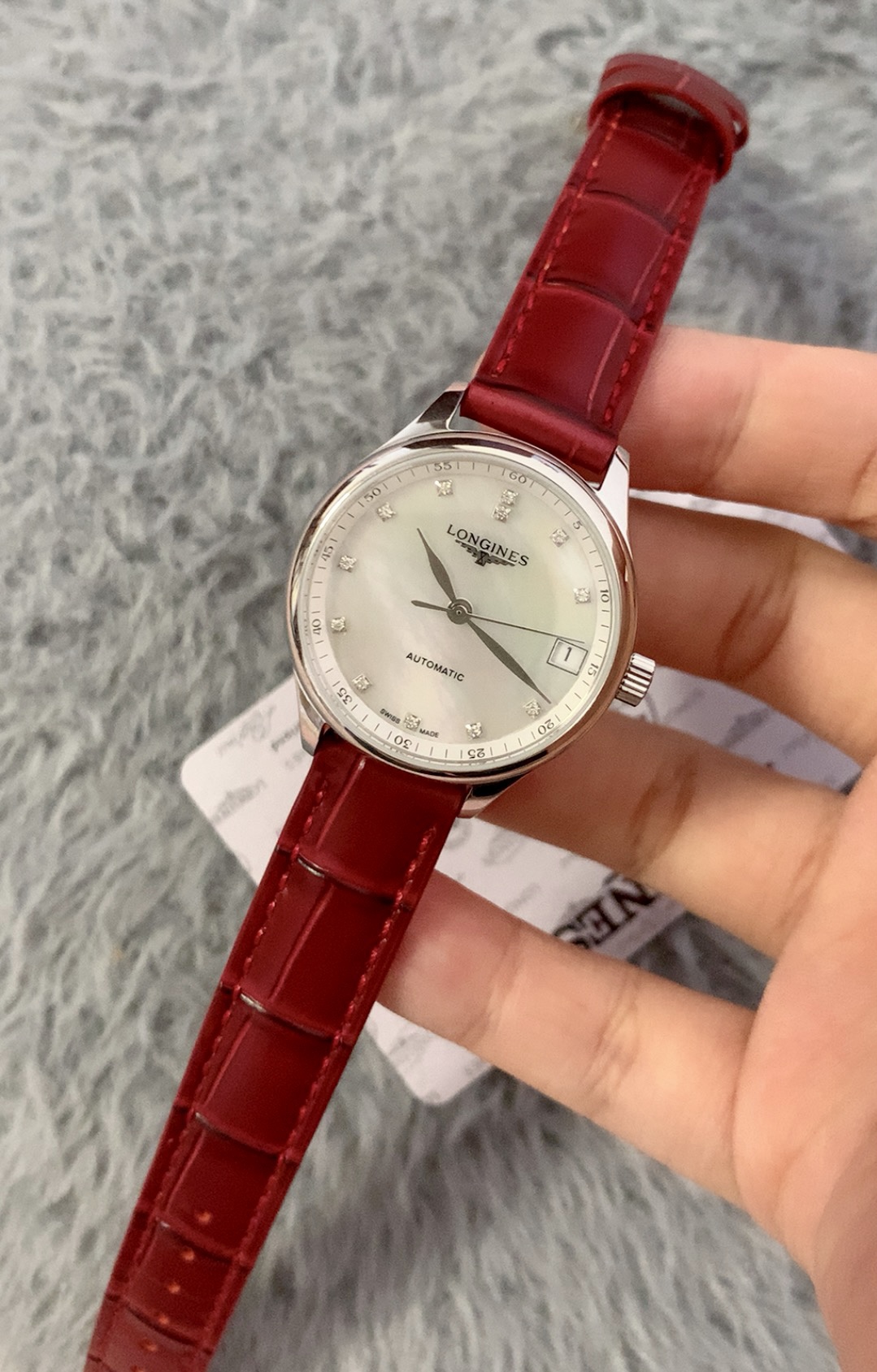 longines 時計 値段スーパーコピー ビジネス 通勤 マスター 優雅 薄い ウォッチ 本革 レッド_8