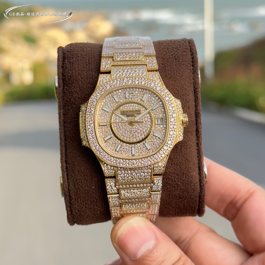 パテックフィリップ ノーチラス 金スーパーコピー ノーチラス 上質 ウォッチ ダイヤ飾り 優雅レディ 腕時計 ゴールドケース_4