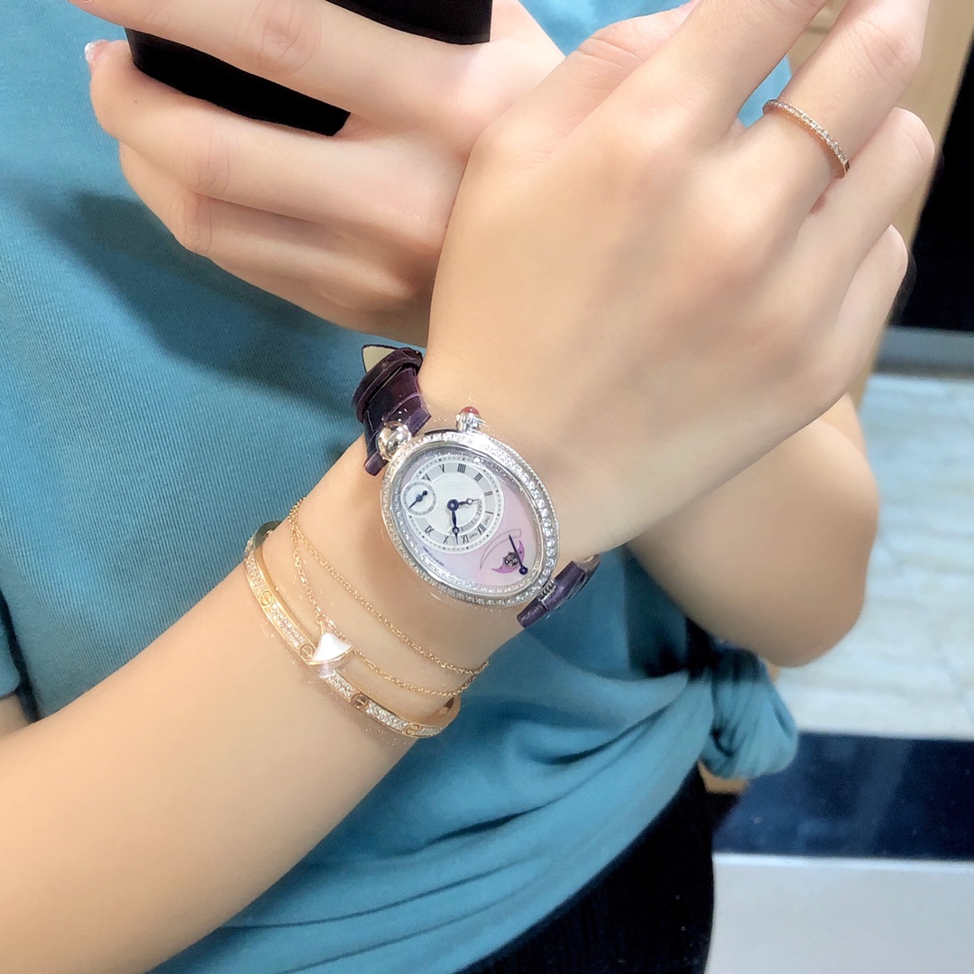 腕時計かブレスレット偽物 ウォッチ 防水 本革 ダイヤ飾り クイーンオブネイプルズ パープル_4