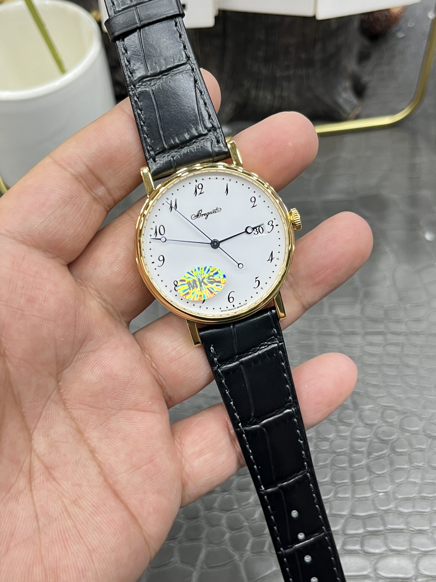 ブレゲクラシック エナメルコピー ウォッチ 防水 本革 クラシック 自動機械 ブラック_3