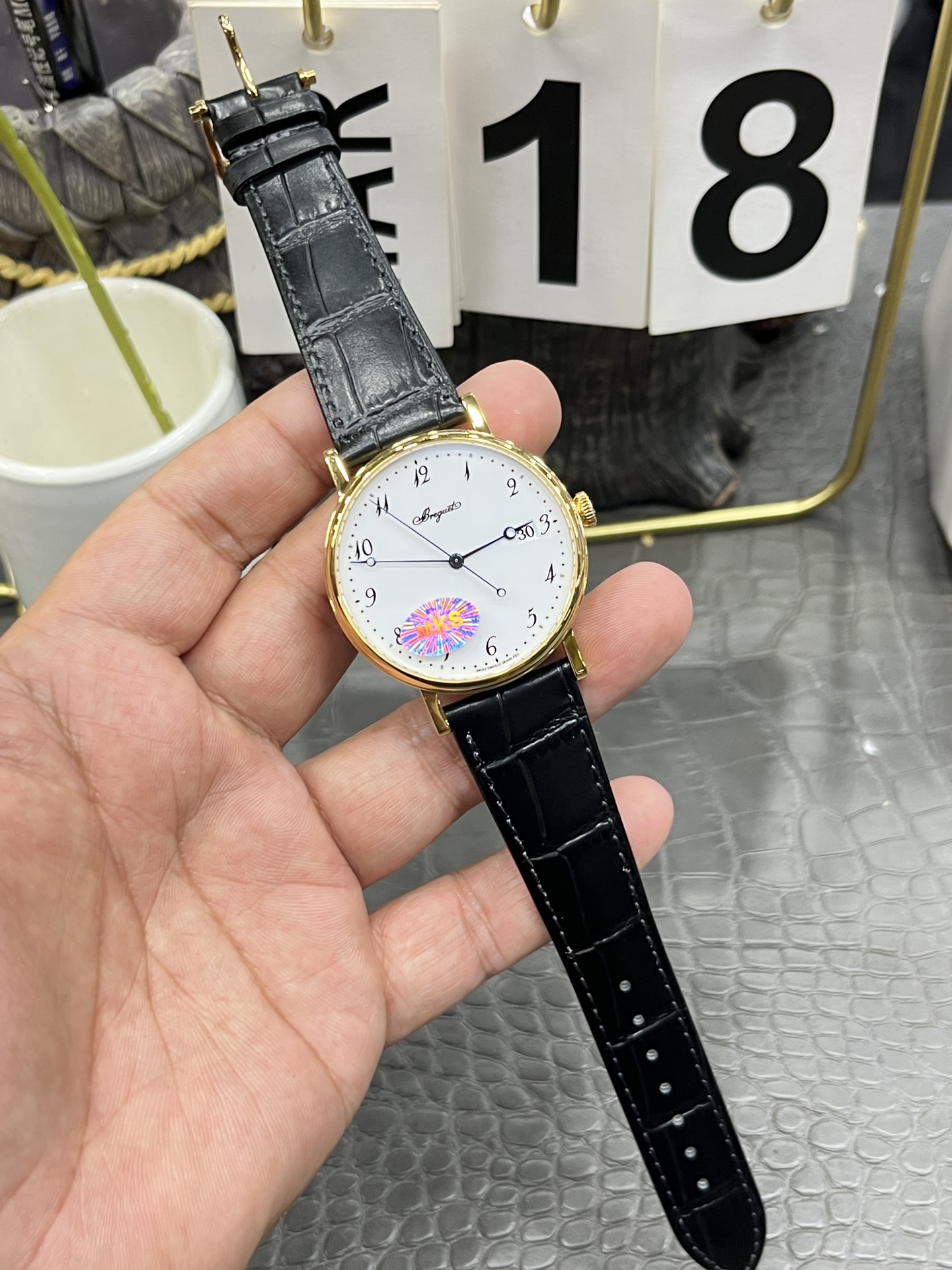 ブレゲクラシック エナメルコピー ウォッチ 防水 本革 クラシック 自動機械 ブラック_9