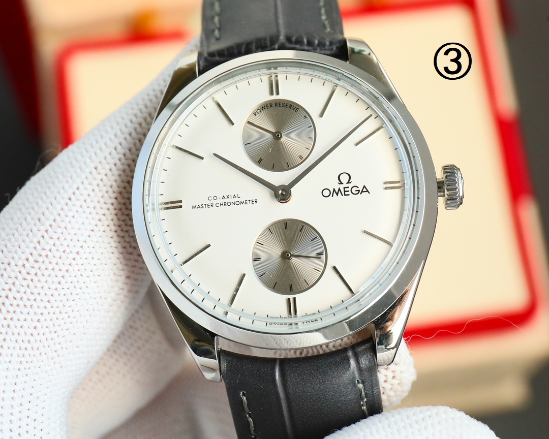 OMEGA デ ヴィル オメガ偽物 シンプル 防水 腕時計 ハンサム レザー ホワイト_5